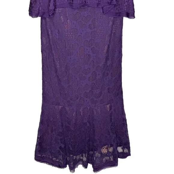 Flor et al purple Ashely strapless heart lace peplum midi dress size 4